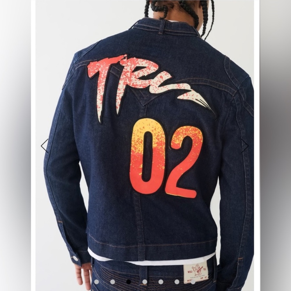 True Religion Men’s Denim Double Sided‎ Graphic Chad Moto Jacket XL